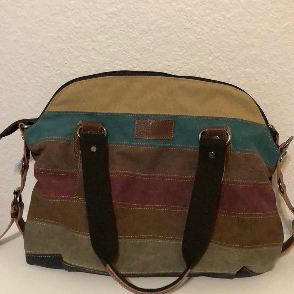 Multicolored Striped Canvas Purse